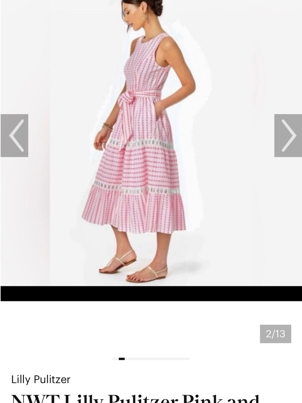 NWT Lilly Pulitzer Pink and White Striped Tie-Waist Maxi Dress - Picture 2 of 12